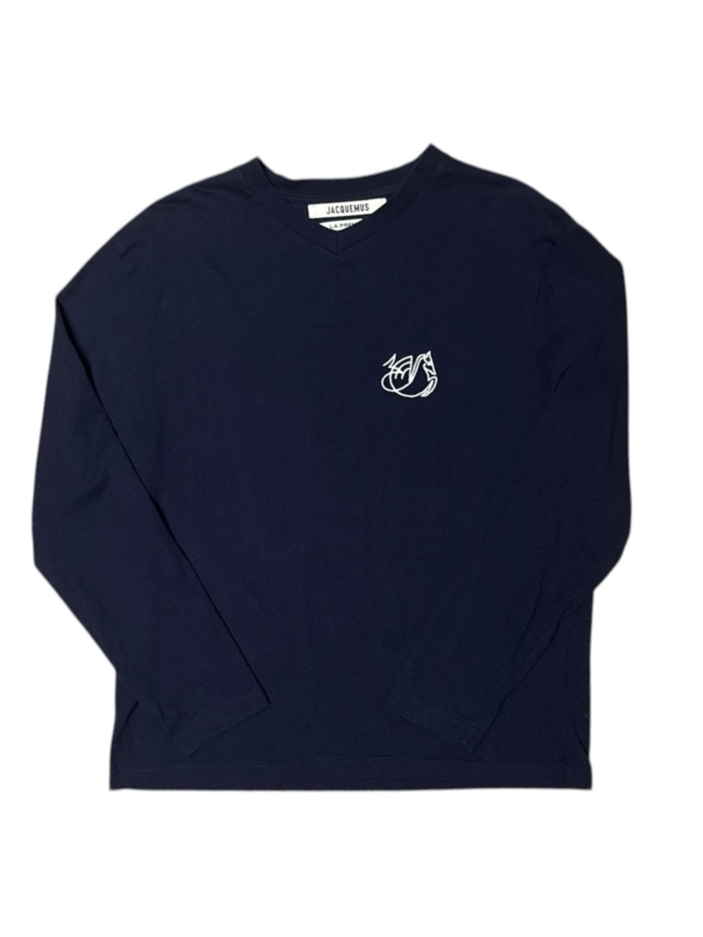 JACQUEMUS x Air France Long Sleeve V-Neck T-Shirt Navy Blue PYJAMA Size M